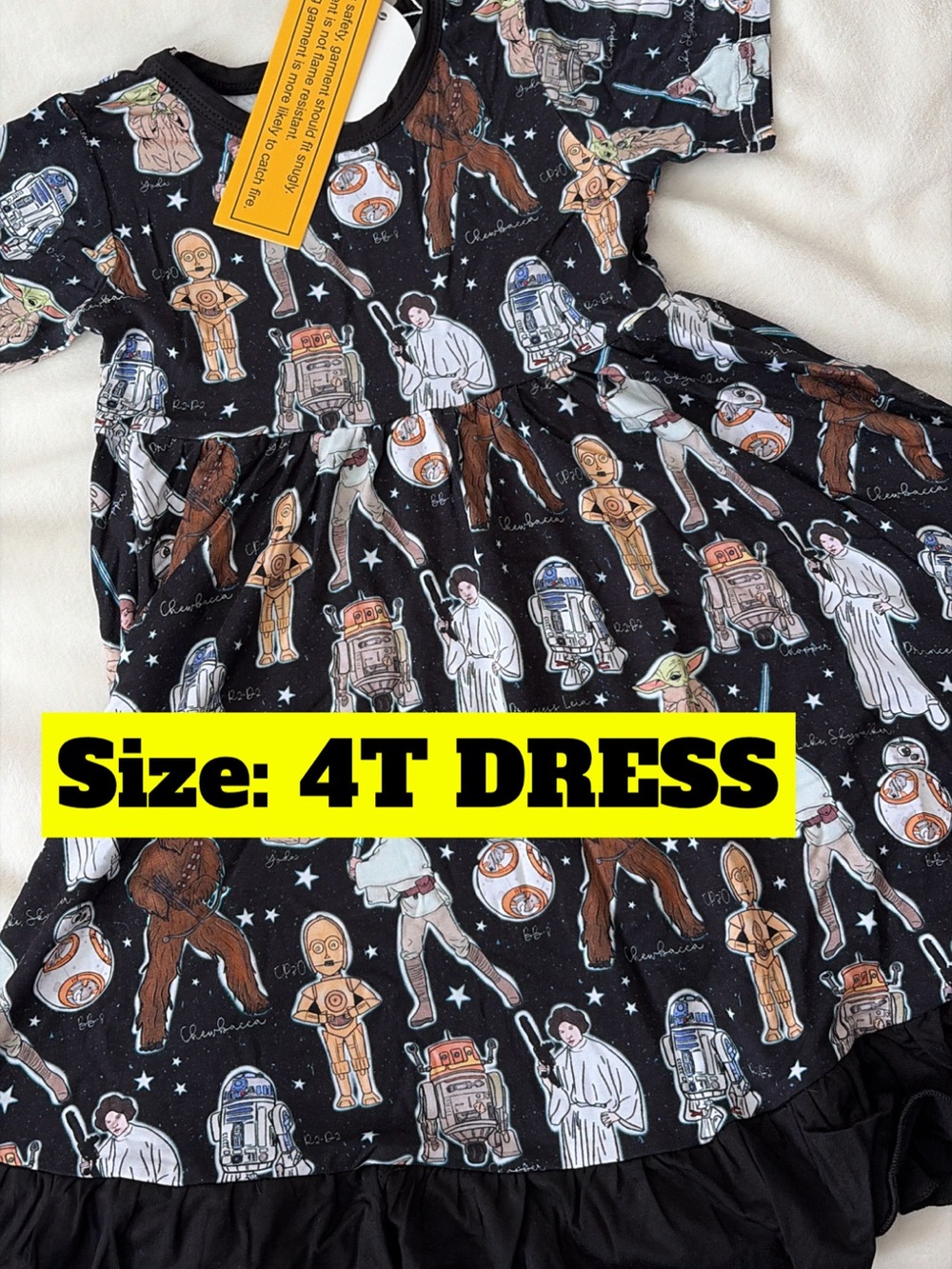 Star Wars Black Character Print Girls' Dress - Kids BAMBOO NWT